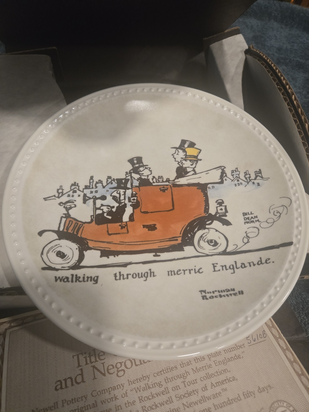 • Norman Rockwell "Walking through Merrie Englande" Plate with Box & COA